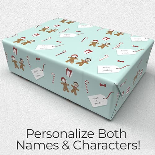 Gingerbread Heads - Personalized Wrapping Paper